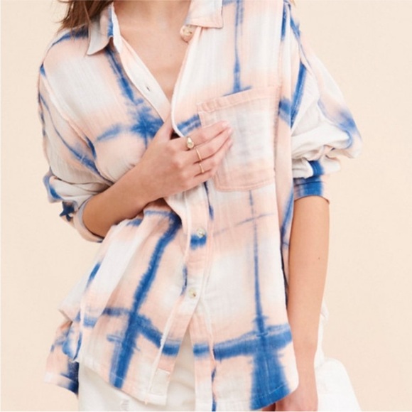 Free People Tops - Free People We The Free Washed Away Plaid Top Boho Button Front Shirt M